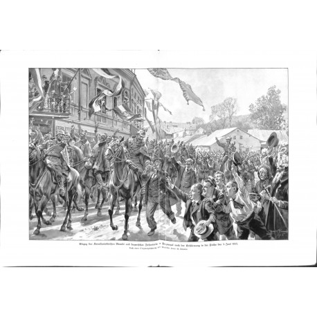 2075	 WWI print 1914/18-	Przemysl 1915 Cavalry  Division Berndt drawing by Schmidt	,size:	47 x 32,5 cm		,this print comes from t