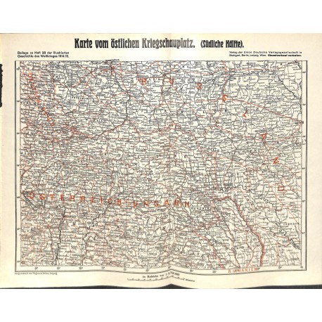 2087	 WWI print 1914/18-	map Russia Austria front 1914/15	,size:	41 x 32,5 cm		,this print comes from the german book "Illustrie