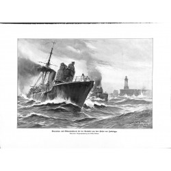 2097	 WWI print 1914/18-	Zeebrügge Mine Search boat drawing by Stöwer	,size:	23,5 x 32,5 cm		,this print comes from the german b