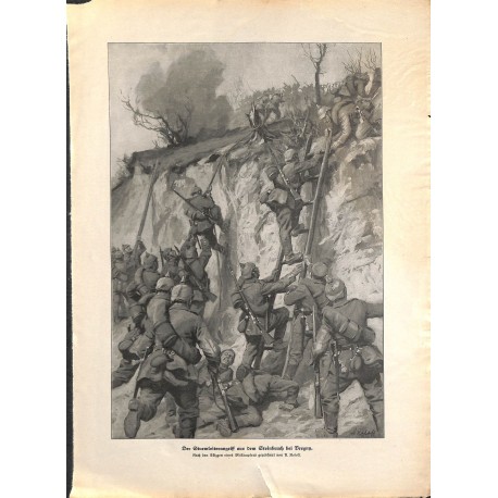 2099	 WWI print 1914/18-	Vregny german soldiers storm	,size:	23,5 x 32,5 cm	, printed on normal paper-	,this print comes from th