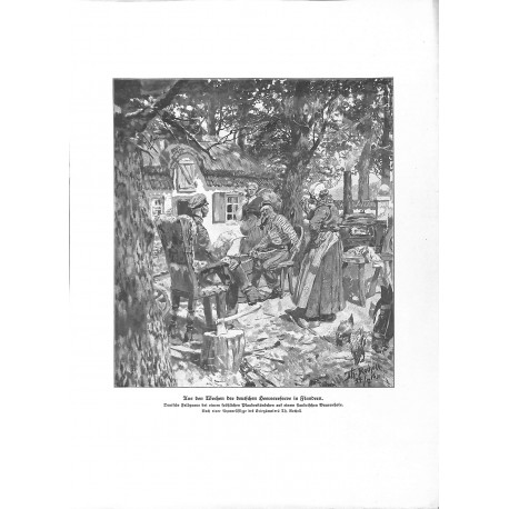 2112	 WWI print 1914/18-	Flandern Belgium German Soldiers rest by Rocholl	,size:	23,5 x 32,5 cm	, printed on normal paper-	,this