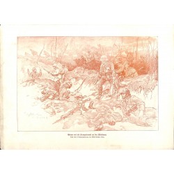 2122	 WWI print 1914/18-	Western Front german soldiers drawing by Willy Müller	,size:	23,5 x 32,5 cm	, printed on normal paper-	