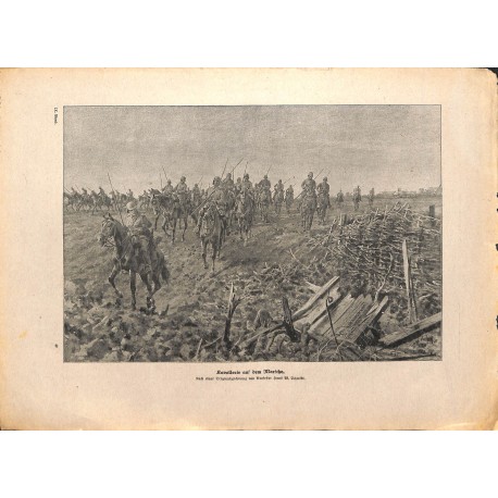 2123	 WWI print 1914/18-	German Cavalry  drawing by hans Schmidt	,size:	23,5 x 32,5 cm		,this print comes from the german book "