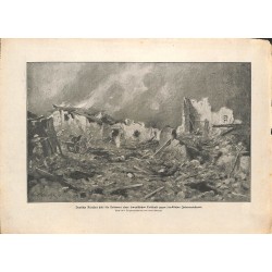 2124	 WWI print 1914/18-	France village destroyed german soldiers	,size:	23,5 x 32,5 cm	, printed on normal paper-	,this print c