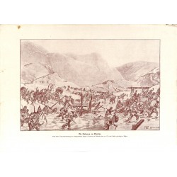 2129	 WWI print 1914/18-	Wardar river Bulgarian soldiers drawing by Hugo Braune	,size:	23,5 x 32,5 cm	, printed on normal paper-