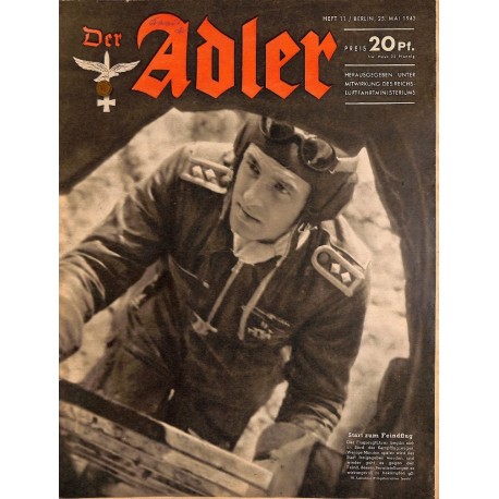 0621	 DER ADLER	 -No.	11	-1943	 vintage German Luftwaffe Magazine Air Force WW2 WWII 