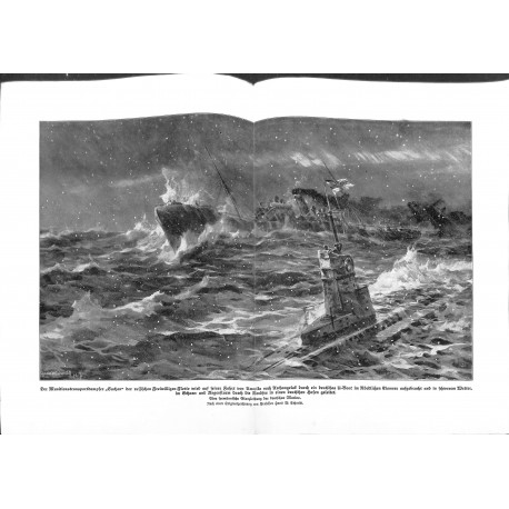 2183	 WWI print 1914/18-	Steamer SUCHAN  german submarine U-Boot 	,size:	47 x 32,5 cm	, printed on normal paper-	,this print com