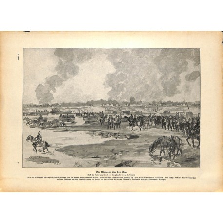 2202	 WWI print 1914/18-	Crossing river Bug german soldiers	,size:	23,5 x 32,5 cm	, printed on normal paper-	,this print comes f