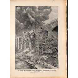 2218	 WWI print 1914/18-	Dammerkirch train railroad bridge explosion 	,size:	23,5 x 32,5 cm	, printed on normal paper-	,this pri