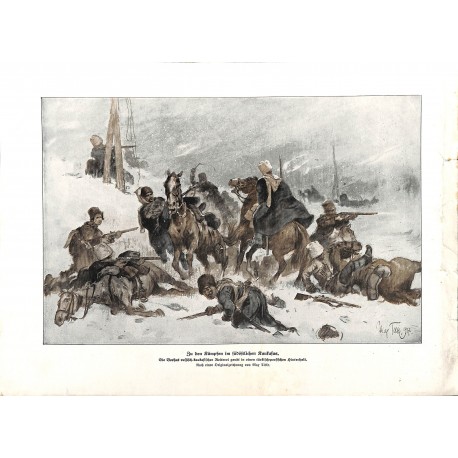 2249	 WWI print 1914/18-	Kaukasus russian soliers turkish-persian ambush	,size:	23,5 x 32,5 cm		,this print comes from the germa