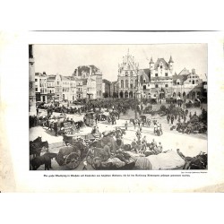 2250	 WWI print 1914/18-	Mecheln market place beglium soldiers POW	,size:	23,5 x 32,5 cm		,this print comes from the german book