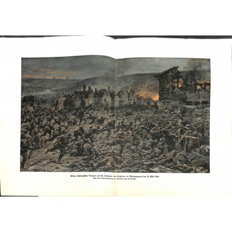 2255	 WWI print 1914/18-	Cumieres May 1916 German soldiers attack french positions	,size:	23,5 x 32,5 cm	, printed on normal pap