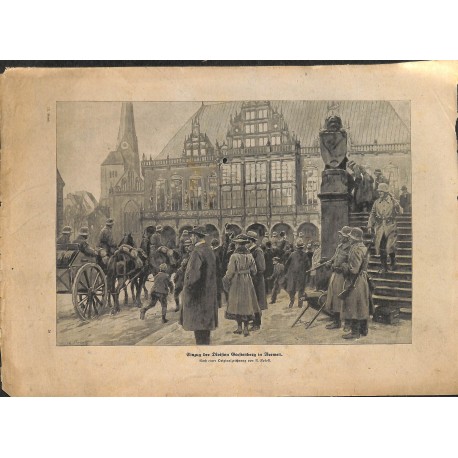 2277	 WWI print 1914/18-	Division Gerstenberg in Bremen german soldiers	,size:	23,5 x 32,5 cm	, printed on normal paper-	,this p