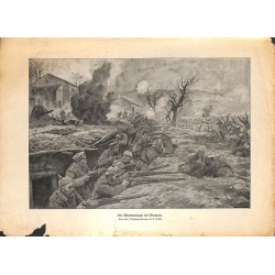 2294	 WWI print 1914/18-	Bauquois german soldiers trench french storm	,size:	23,5 x 32,5 cm	, printed on normal paper-missing pi