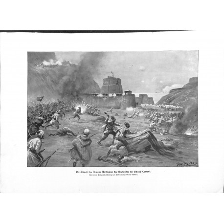 2295	 WWI print 1914/18-	Jemen English defeat Scheich Osmani 	,size:	23,5 x 32,5 cm		,this print comes from the german book "Ill