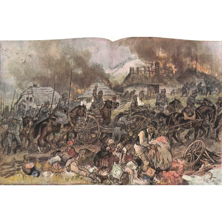 2296	 WWI print 1914/18-	Walachei  romanian soldiers  village	,size:	47 x 32,5 cm		,this print comes from the german book "Illus