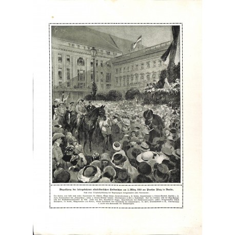 2302	 WWI print 1914/18-	East Afrika heroes in Berlin March 1919 	,size:	23,5 x 32,5 cm		,this print comes from the german book 