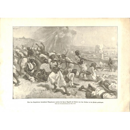 2307	 WWI print 1914/18-	Loheia native people armed by English Army attacked by Turkish soldiers	,size:	23,5 x 32,5 cm		,this pr