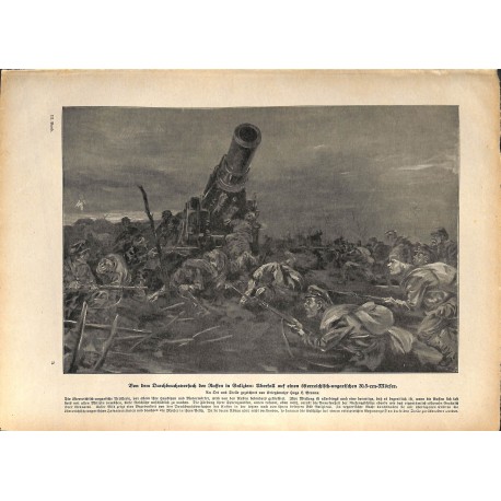 2309	 WWI print 1914/18-	Mortar 30,5 cm austro hungarian artillery russian attack	,size:	23,5 x 32,5 cm	, printed on normal pape