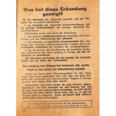 2784	 WWII leaflet Russia 	-	Was hat diese Erkundung gezeigt? Was lehrt die Landungsaktion von Dieppe?		