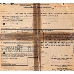 2787	 Urlaubsreiseschein  	-	22.April 1945		Sonderluftbild Abteilung OKL		Propagandistic leaflet. 100% original !!!		