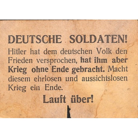 2792	 WWII Russia leaflet ca. 1943	-	Deutsche Soldaten		russian leaflet for german soldiers on the Eastern Front