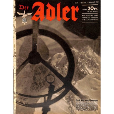 0644	 DER ADLER	 -No.	2	-1943	 vintage German Luftwaffe Magazine Air Force WW2 WWII 