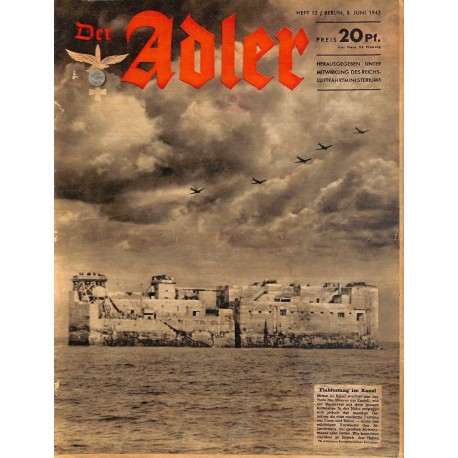 0651	 DER ADLER	 -No.	12	-1943	 vintage German Luftwaffe Magazine Air Force WW2 WWII