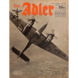 0654	 DER ADLER	 -No.	15	-1943	 vintage German Luftwaffe Magazine Air Force WW2 WWII 