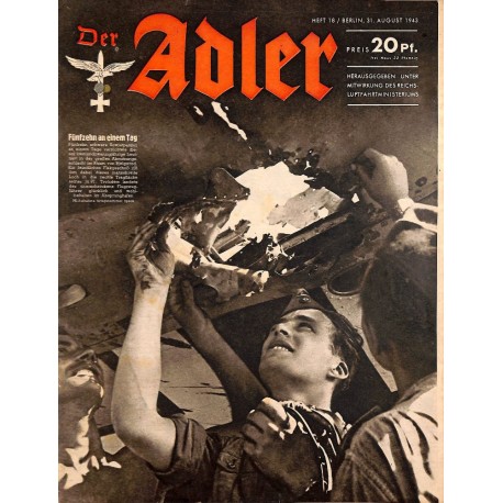 0661	 DER ADLER	 -No.	18	-1943	 vintage German Luftwaffe Magazine Air Force WW2 WWII 