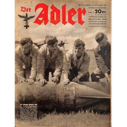 0665	 DER ADLER	 -No.	19	-1943	 vintage German Luftwaffe Magazine Air Force WW2 WWII