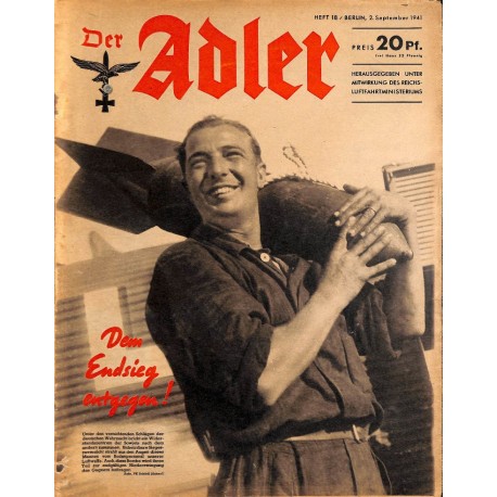 0684	 DER ADLER	 -No.	18	-1941	 vintage German Luftwaffe Magazine Air Force WW2 WWII 