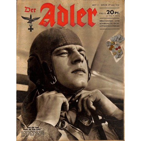 0694	 DER ADLER	 -No.	11	-1941	 vintage German Luftwaffe Magazine Air Force WW2 WWII 