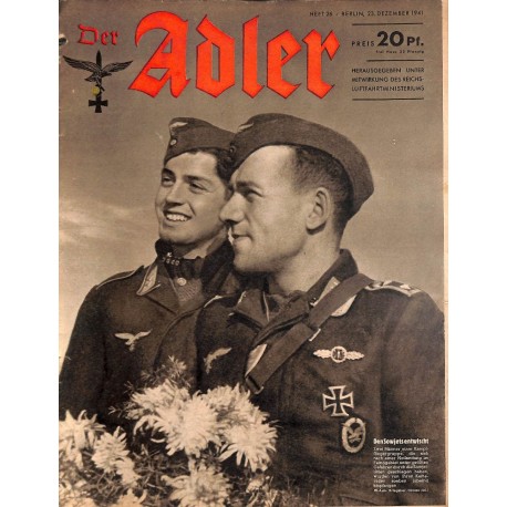 0704	 DER ADLER	 -No.	26	-1941	 vintage German Luftwaffe Magazine Air Force WW2 WWII