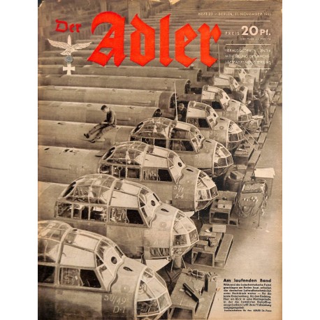 0712	 DER ADLER	 -No.	23	-1941	 vintage German Luftwaffe Magazine Air Force WW2 WWII 