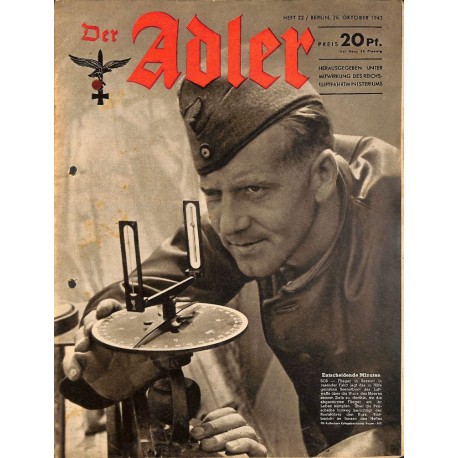 0746	 DER ADLER	 -No.	22	-1943	 vintage German Luftwaffe Magazine Air Force WW2 WWII