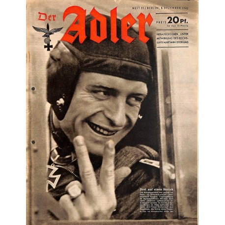 0756	 DER ADLER	 -No.	25	-1942	 vintage German Luftwaffe Magazine Air Force WW2 WWII 