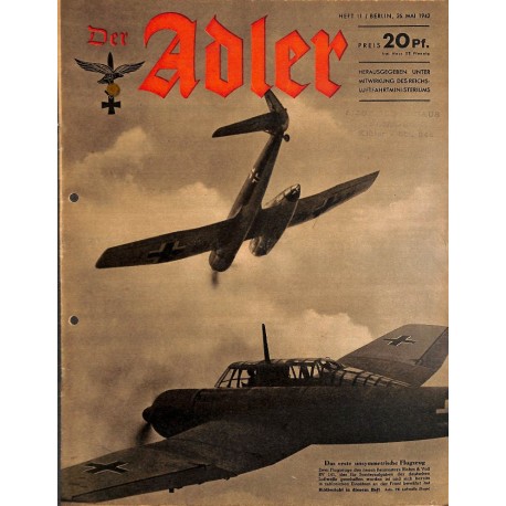 0790	 DER ADLER	 -No.	11	-1942	 vintage German Luftwaffe Magazine Air Force WW2 WWII 