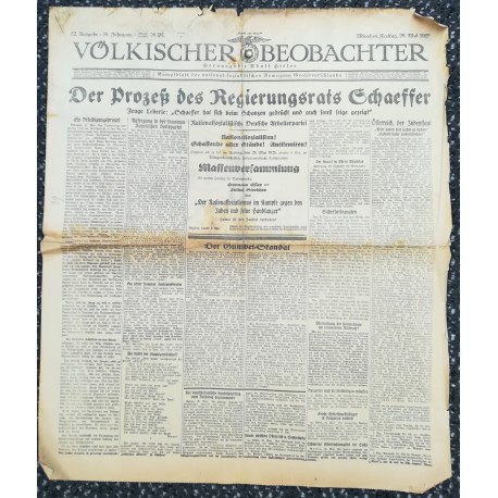 10738	 Kampfzeit VÖLKISCHER BEOBACHTER	 No. 52	 29.Mai 1925	 Der Prozeß des Regierungsrats chaeffer, Massenversammlung