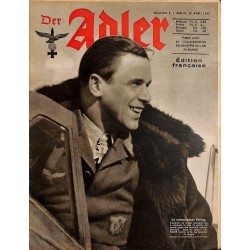 0792	 DER ADLER	 -No.	8	-1943 French edition/ edition francaise	 vintage German Luftwaffe Magazine Air Force WW2 WWII 