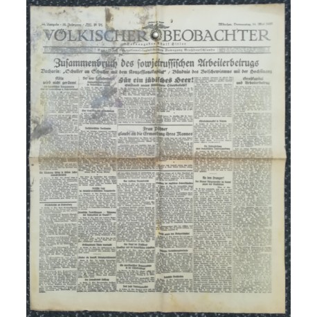 10733	 Kampfzeit VÖLKISCHER BEOBACHTER	 No. 40	 14.Mai 1925	 Zusammenrbuch des sowjetrussischen Arbeitsbetrugs, Für ein jüdische