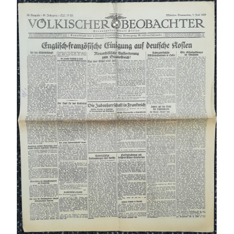 10742	 Kampfzeit VÖLKISCHER BEOBACHTER	 No. 56	 4. Juni 1925	 Englisch-Französische Einigung auf deutsche Kosten