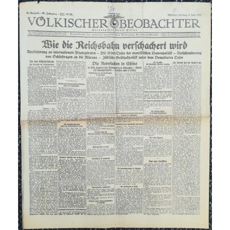 10743	 Kampfzeit VÖLKISCHER BEOBACHTER	 No. 57	 5.Juni 1925	 Wie die Reichsbahn verschachert wurde. Jüdische Geldsackpolitik