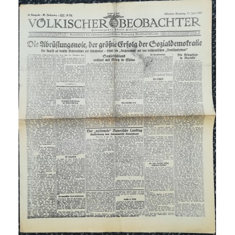 10749	 Kampfzeit VÖLKISCHER BEOBACHTER	 No. 63	 13.Juni 1925	 Die Abrüstungsnote, der größte Erfolg der Sozialdemokratie		