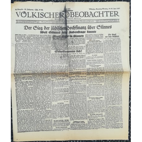 10750	 Kampfzeit VÖLKISCHER BEOBACHTER	 No. 64	 14./15.Juni 1925	 Der Sieg über die jüdische Hochfinanz über Stinnes