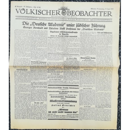 10753	 Kampfzeit VÖLKISCHER BEOBACHTER	 No. 67	 18.Juni 1925	 Die deutsche Akademie unter jüdischer Führung	