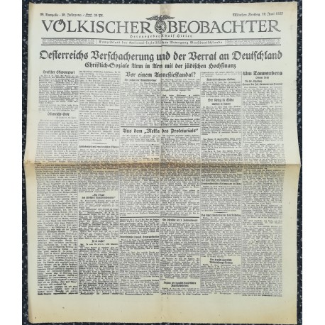 10754	 Kampfzeit VÖLKISCHER BEOBACHTER	 No. 68	 19.Juni 1925	 Oesterreichs Verschacherung und der Verrat an Deutschland		