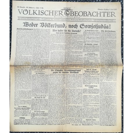 10764	 Kampfzeit VÖLKISCHER BEOBACHTER	 No. 80	 3.Juli 1925	 Weder Völkerbund, noch Sowjetjudäa			