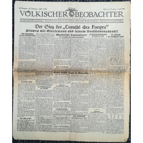 10767	 Kampfzeit VÖLKISCHER BEOBACHTER	 No. 83	 7.Juli 1925	 Der Sieg des Comité des Forges"			