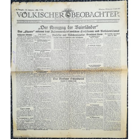 10768	 Kampfzeit VÖLKISCHER BEOBACHTER	No. 84	 8.Juli 1925	 Der Kreuzzug der Vaterländer		